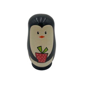 Penguin Nesting Dolls Set Of 5 Hand-Painted Wooden Matryoshka Gift